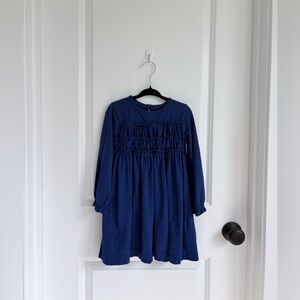 💙Mini Boden Navy Smocked Long-Sleeve Dress